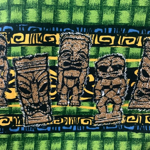Tiki Hawaiian Button Up Basketweave Print Shirt - Picture 3 of 8